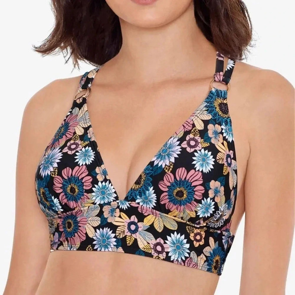 NWT Salt + Cove Juniors' in Full Bloom Strappy Bikini Top Floral Black Size S - Picture 12 of 12
